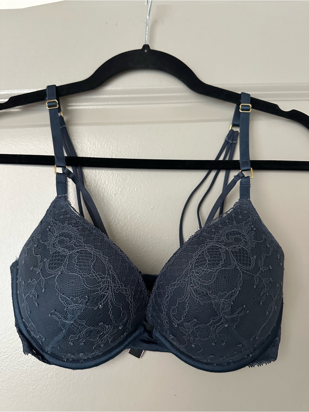 Victoria’s Secret Very Sexy Lace Push-Up Bra with Strappy Back - Navy
